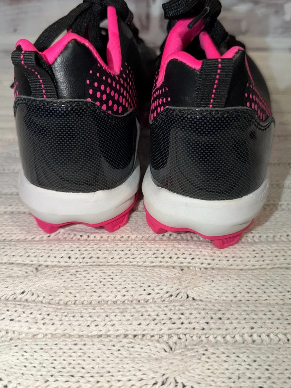 Rawlings Kids Black and Pink Turf Cleats